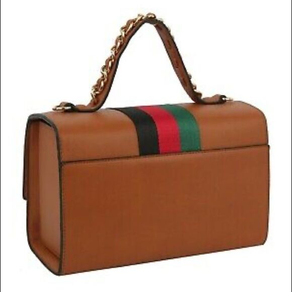 2-N-1 Plain Queen Bee Stripe Boxy Satchel - Picture 4 of 12